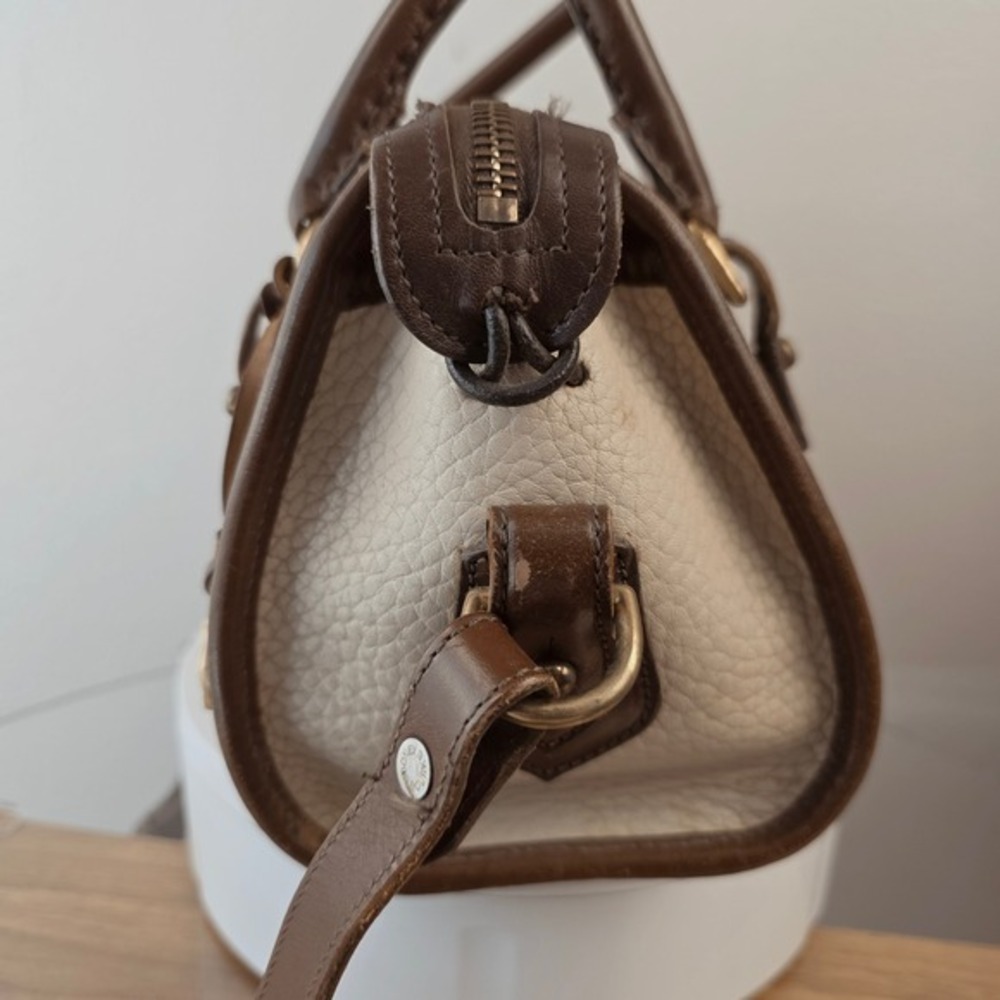 Dooney &‎ Bourke All Weather Leather Barrel Boston Bag Cream Brown Made in USA - Picture 3 of 16